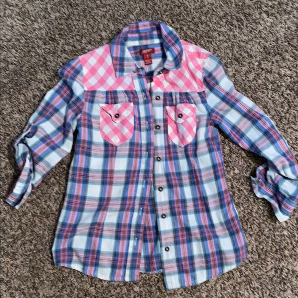 Girls plaid button up.
